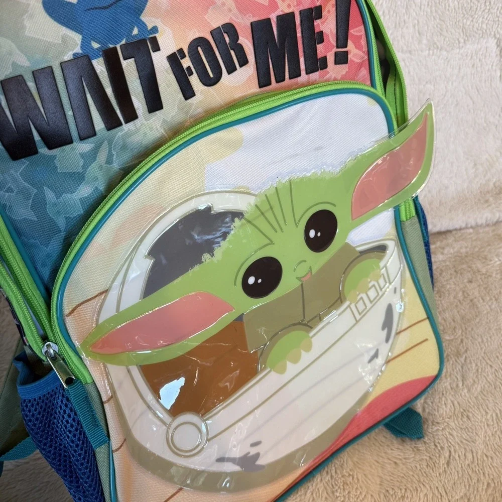 Star Wars Kids Backpack Baby Yoda Wait For Me! Blue Green